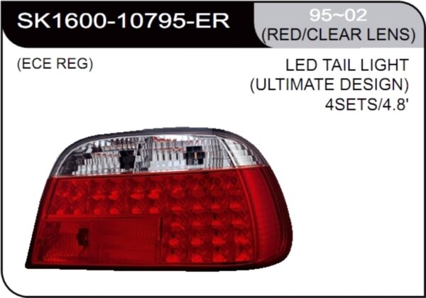 ** [LAMP BACK] 98-02   | BMW E38 КОМПЛЕКТ ЗАДНИХ ФОНАРЕЙ (светодиоды) | Кросс-Номер:SK1600-10798-ER.(RED/CLEAR LENS)
