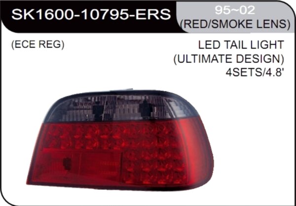 ** [LAMP BACK] 98-02   | BMW E38 КОМПЛЕКТ ЗАДНИХ ФОНАРЕЙ (светодиоды) | Кросс-Номер:SK1600-10798-ERS.(RED/SMOKE LENS)