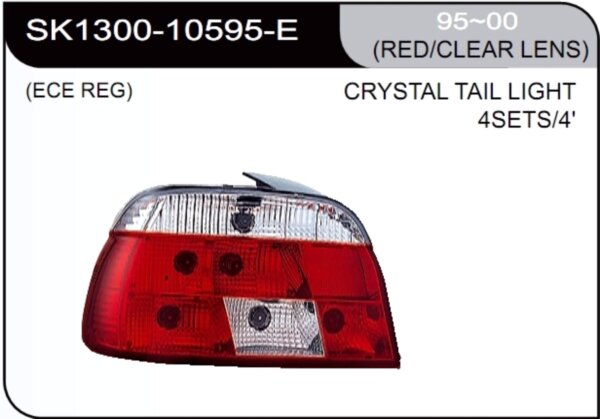 ** [LAMP BACK] 95-00   | BMW E39 КОМПЛЕКТ ЗАДНИХ ФОНАРЕЙ (хрустальные) | Кросс-Номер:SK1300-10595-E.(RED/CLEAR LENS)