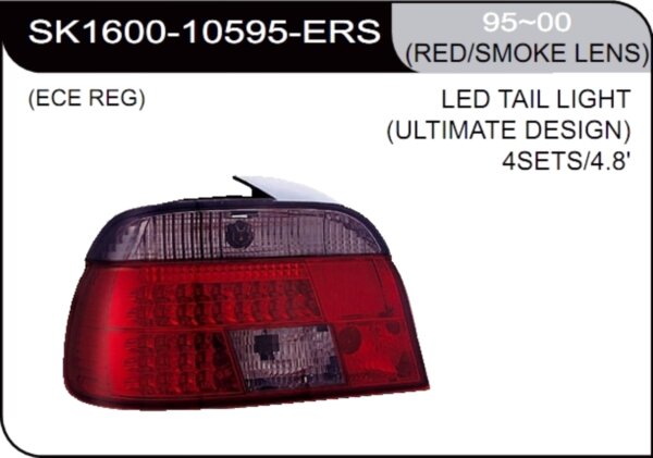 ** [LAMP BACK] 95-00   | BMW E39 КОМПЛЕКТ ЗАДНИХ ФОНАРЕЙ (светодиоды) | Кросс-Номер:SK1600-10595-ERS.(RED/SMOKE LENS)