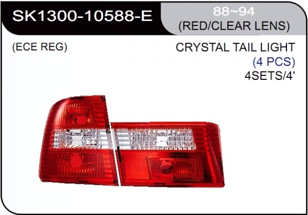 ** [LAMP BACK] 88-95   | BMW E34 КОМПЛЕКТ ЗАДНИХ ФОНАРЕЙ (хрустальные) | Кросс-Номер:SK1300-10588-E.(RED/CLEAR LENS)
