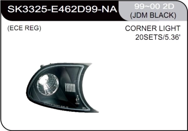 * [LAMP CORNER] 99-00   | BMW E46 2D КОМПЛЕКТ УКАЗАТЕЛЕЙ ПОВОРОТА | Кросс-Номер:SK3325-E462D99-NA.(JDM BLACK)