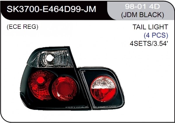 ** [LAMP BACK] 98-01   | BMW E46 4D КОМПЛЕКТ ЗАДНИХ ФОНАРЕЙ | Кросс-Номер:SK3700-E464D99-JM.(JDM BLACK)