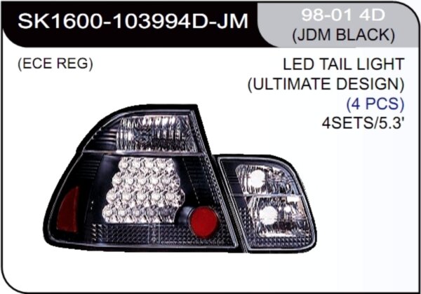 ** [LAMP BACK] 98-01   | BMW E46 4D КОМПЛЕКТ ЗАДНИХ ФОНАРЕЙ (светодиоды) | Кросс-Номер:SK1600-103994D-JM.(JDM BLACK),BME4698-764B-N