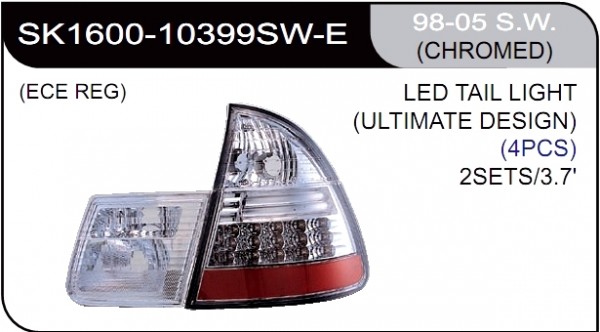 ** [LAMP BACK] 98-05   | BMW E46 (универсал) КОМПЛЕКТ ЗАДНИХ ФОНАРЕЙ (светодиоды) | Кросс-Номер:SK1600-10399SW-E.(CHROMED)