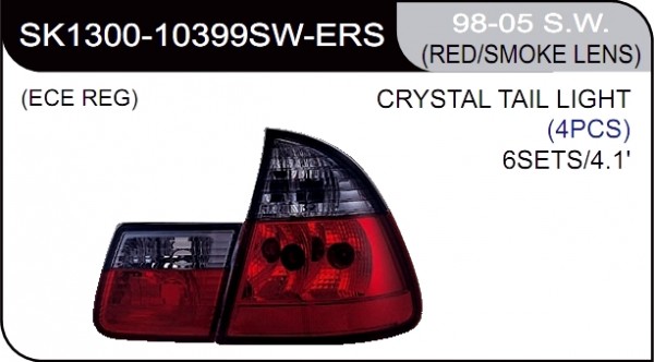 ** [LAMP BACK] 98-05   | BMW E46 (универсал) КОМПЛЕКТ ЗАДНИХ ФОНАРЕЙ (хрустальные) | Кросс-Номер:SK1300-10399SW-ERS.(RED/SMOKE LENS)