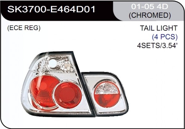 ** [LAMP BACK] 01-05   | BMW E46 4D КОМПЛЕКТ ЗАДНИХ ФОНАРЕЙ | Кросс-Номер:SK3700-E464D01.(CHROMED)
