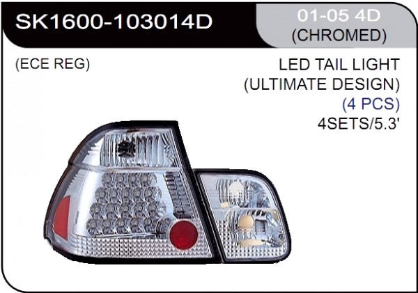 ** [LAMP BACK] 01-05   | BMW E46 4D КОМПЛЕКТ ЗАДНИХ ФОНАРЕЙ (светодиоды) | Кросс-Номер:SK1600-103014D.(CHROMED)