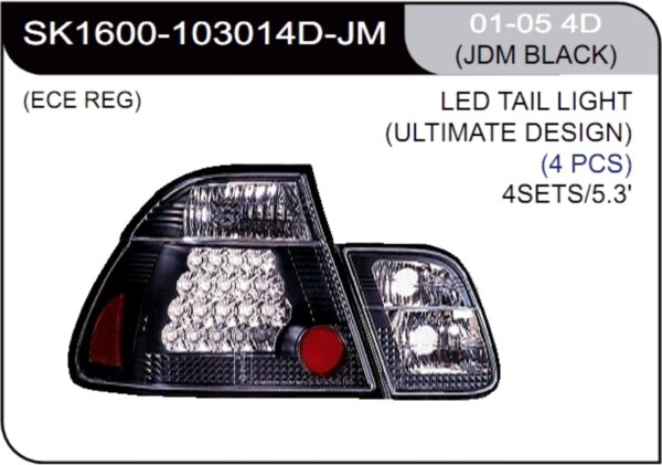 ** [LAMP BACK] 01-05   | BMW E46 4D КОМПЛЕКТ ЗАДНИХ ФОНАРЕЙ (светодиоды) | Кросс-Номер:SK1600-103014D-JM.(JDM BLACK)