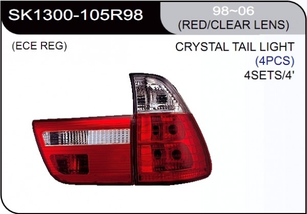 ** [LAMP BACK] 98-04   | BMW X5 E53 КОМПЛЕКТ ЗАДНИХ ФОНАРЕЙ (хрустальные) | Кросс-Номер:SK1300-105R98.(RED/CLEAR LENS)