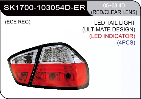 ** [LAMP BACK] 04-   | BMW E90 4D КОМПЛЕКТ ЗАДНИХ ФОНАРЕЙ (светодиоды) | Кросс-Номер:SK1700-103054D-ER.(RED/CLEAR LENS)