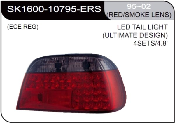 ** [LAMP BACK] 95-98   | BMW E38 КОМПЛЕКТ ЗАДНИХ ФОНАРЕЙ (светодиоды) | Кросс-Номер:SK1600-10795-ERS.(RED/SMOKE LENS)
