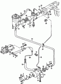 Усилитель тормозного привода
(гидравлич.), ресивер и соеди-
нительные детали; для а/м с рулевым механизмом
с усилителем