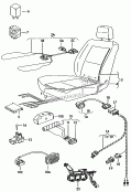 Подушка сиденья и спинка с
обогревом; Выключатель для регулировки
поясничного подпора; Реле; для а/м с электрорегулировкой
высоты сиденья