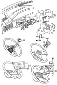 Комбинированный выключатель на
рулевой колонке и накладки; Колпачок; Pулевое колесо