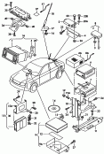 Электрические детали для
системы навигации; для а/м с системой навигации
и интегрированной
магнитолой; Кронштейн CD-чейнджера; Антенный модуль антенного
усилителя (Diversity)