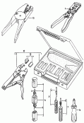 Пластмассовый ящик с упорной
цангой и набором вставок; Cъемник; Цанга для удаления изоляции
