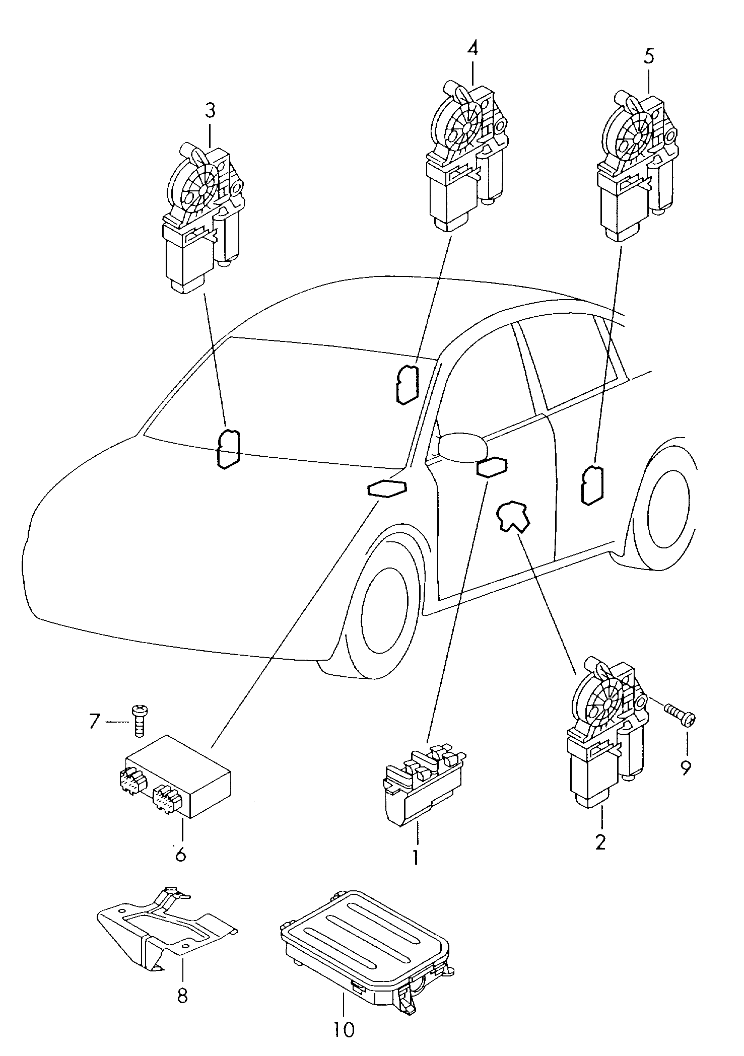 Схема ЕТКА Volkswagen Центральный Блок Управления Систем Комфорта.