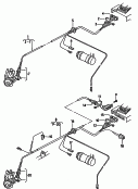 Жгут проводов транзисторной
системы зажигания; Жгут проводов для блока управ.; для а/м с доп. установленной
системой нейтрализации ОГ, ре-
гулируемая лямбда-зондом; см. панель иллюстраций: