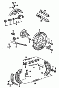 Барабанные тормоза; Тормозный щит; Колесный тормозной цилиндр; Колодка тормозная с накладкой; Трос стояночного тормоза