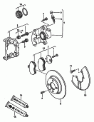 Дисковый тормозной механизм
с плавающей скобой; Тормозной диск; для а/м с антиблокировочной
системой тормозов        -ABS-