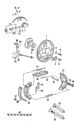 Барабанные тормоза; Тормозный щит; Колесный тормозной цилиндр; Колодка тормозная с накладкой; Трос стояночного тормоза