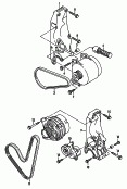 Детали подключения и крепления
для генератора; для а/м с рулевым механизмом
с усилителем; Поликлиновой ремень