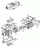 Автономный отопитель; Вентилятор; Топливный насос; Отопитель; Автономный отопитель; см. панель иллюстраций: