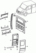 Наружные и внутренние элементы; Задняя стенка кабины водителя; Задняя стенка кабины водителя; см. панель иллюстраций: