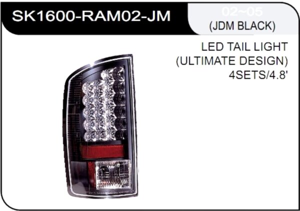 ** [LAMP BACK] 02-05   | DODGE RAM PICK UP КОМПЛЕКТ ЗАДНИХ ФОНАРЕЙ (светодиоды) | Кросс-Номер:SK1600-RAM02-JM.(JDM BLACK)