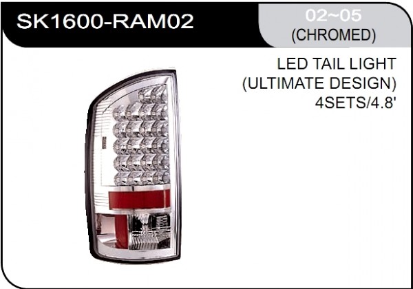 ** [LAMP BACK] 02-05   | DODGE RAM PICK UP КОМПЛЕКТ ЗАДНИХ ФОНАРЕЙ (светодиоды) | Кросс-Номер:SK1600-RAM02.(CHROMED)