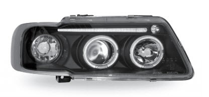 Фара левая и правая (комплект) тюнинг линзованная со светящим ободком внутри черный и литой указатель поворота