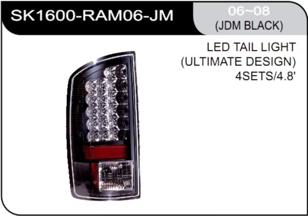 ** [LAMP BACK] 06-08   | DODGE RAM PICK UP КОМПЛЕКТ ЗАДНИХ ФОНАРЕЙ (светодиоды) | Кросс-Номер:SK1600-RAM06-JM.(JDM BLACK)