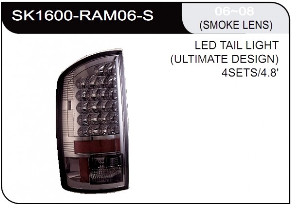 ** [LAMP BACK] 06-08   | DODGE RAM PICK UP КОМПЛЕКТ ЗАДНИХ ФОНАРЕЙ (светодиоды) | Кросс-Номер:SK1600-RAM06-S.(SMOKE LENS)