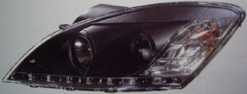 Фара левая и правая (комплект) тюнинг линзованная внутри черная